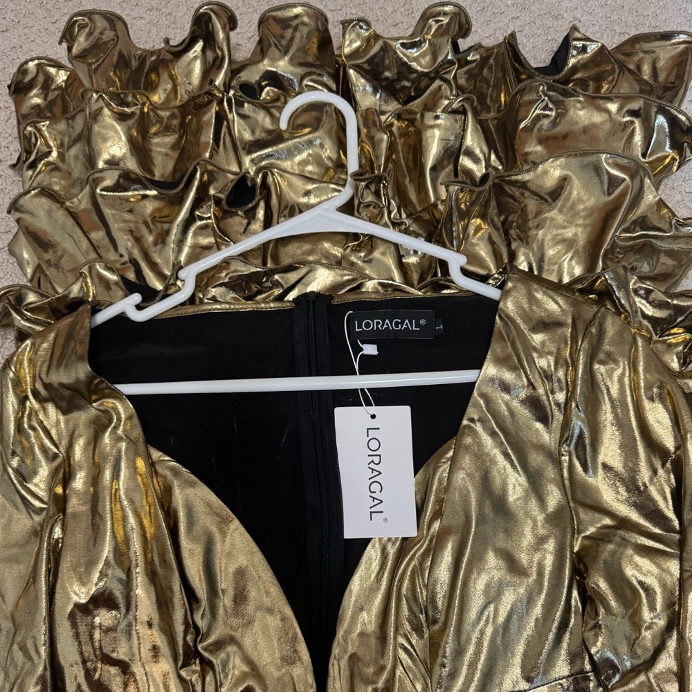 RAGA Gold Long Sleeve Dress